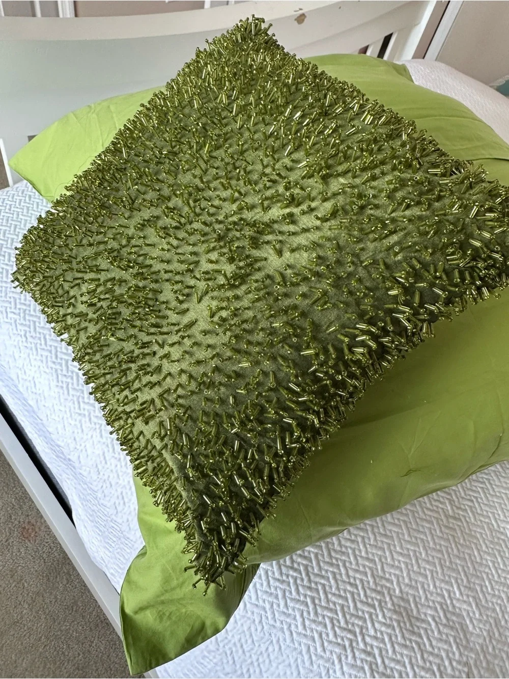Kas Camilla Green Leaves Euro Shams Standard Shams Decor Pillow Set